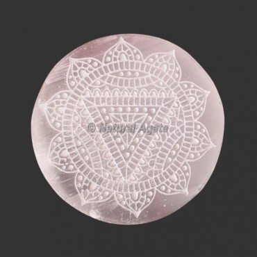 Engraved  Beautiful Selenite Coasters | Selenite Plates